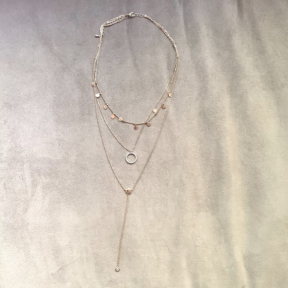 Panacea Gold Pave Circle Gold Disc Layered Lariat Necklace - Picture 3 of 8